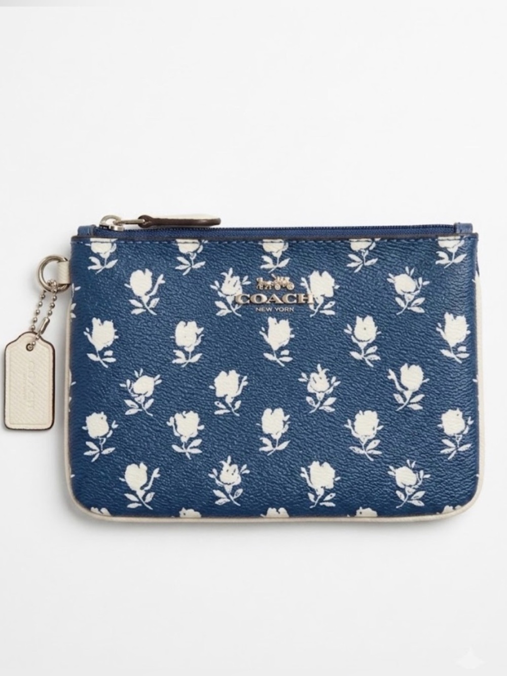 COACH Badlands Floral Small Wristlet Pouch Blue White F53152